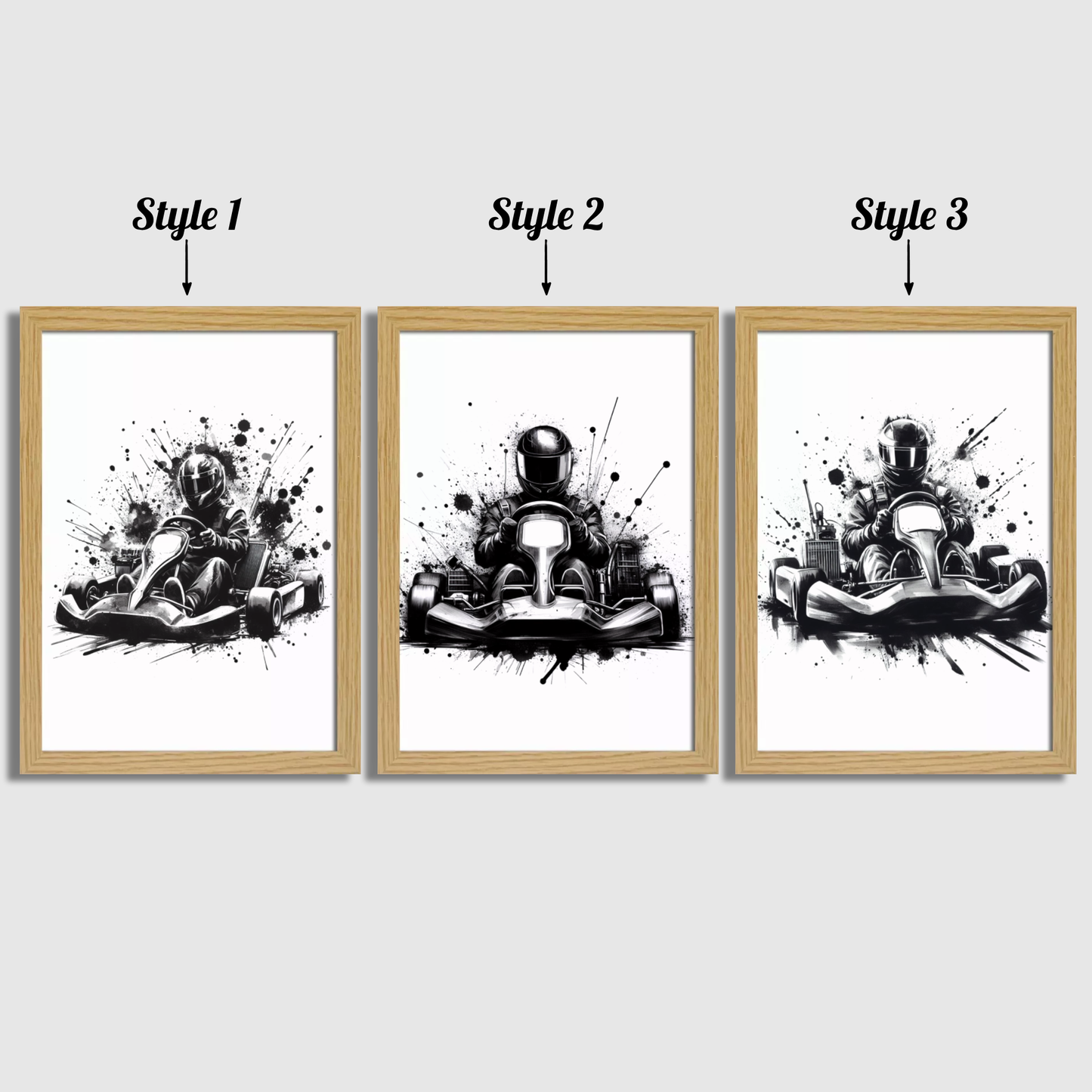 Black Go Karting Print Set