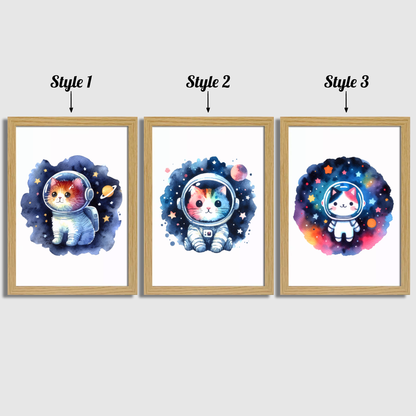 Cat Astronaut Print Set
