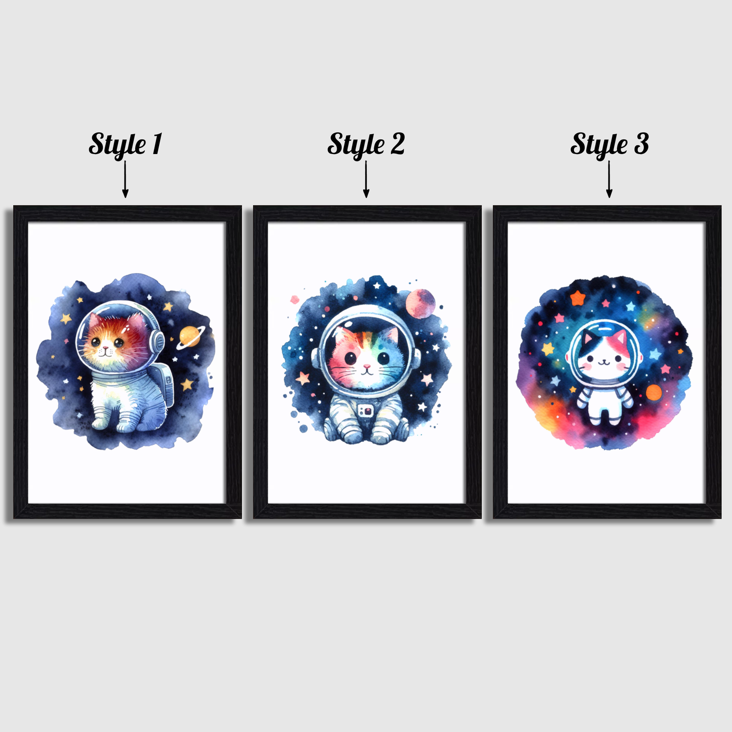 Cat Astronaut Print Set