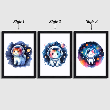 Cat Astronaut Print Set
