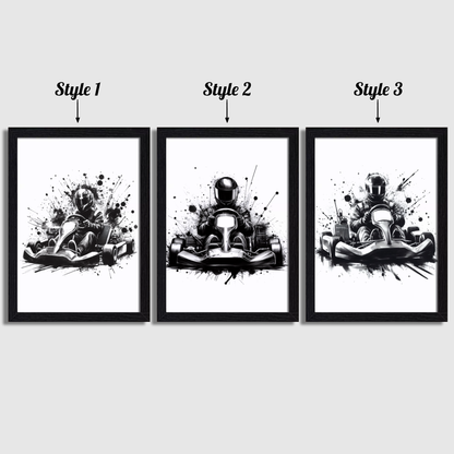 Black Go Karting Print Set