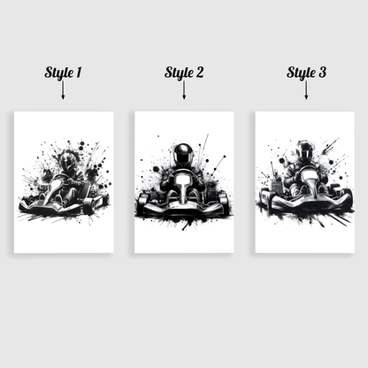 Black Go Karting Print Set