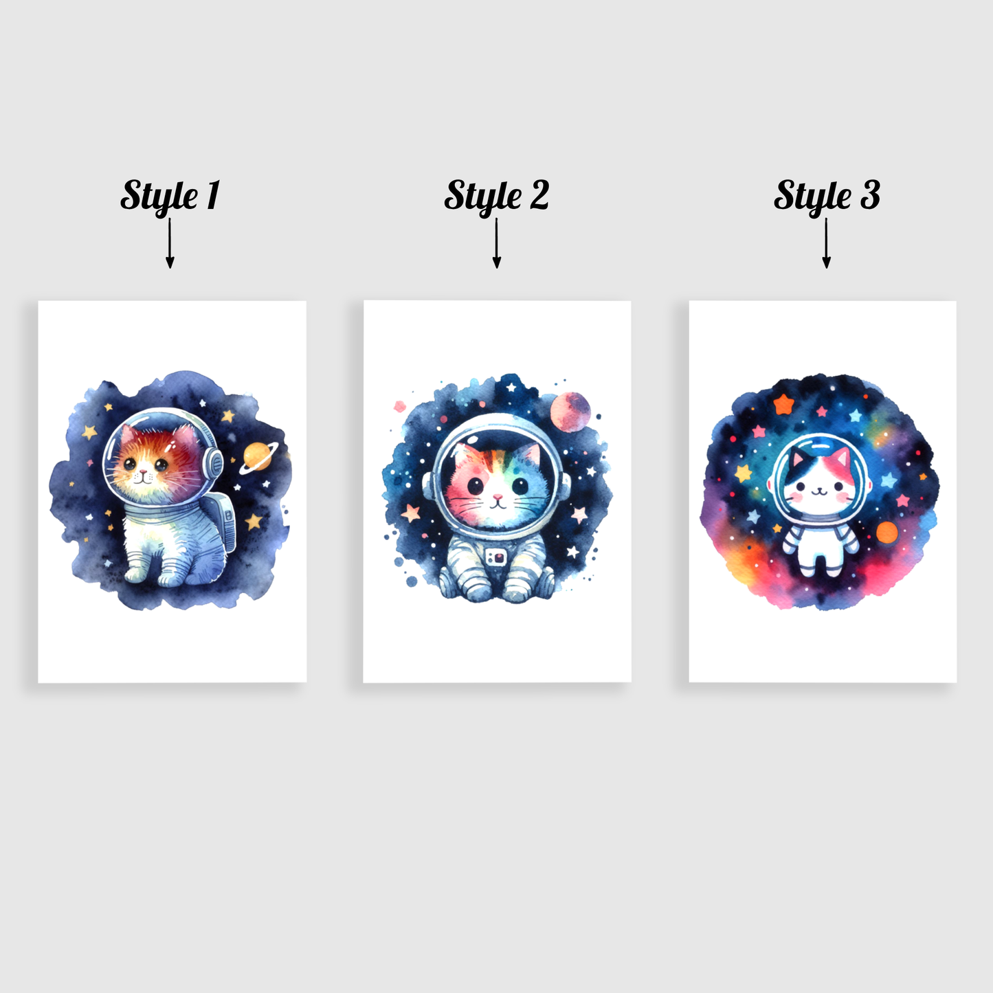 Cat Astronaut Print Set
