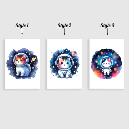 Cat Astronaut Print Set