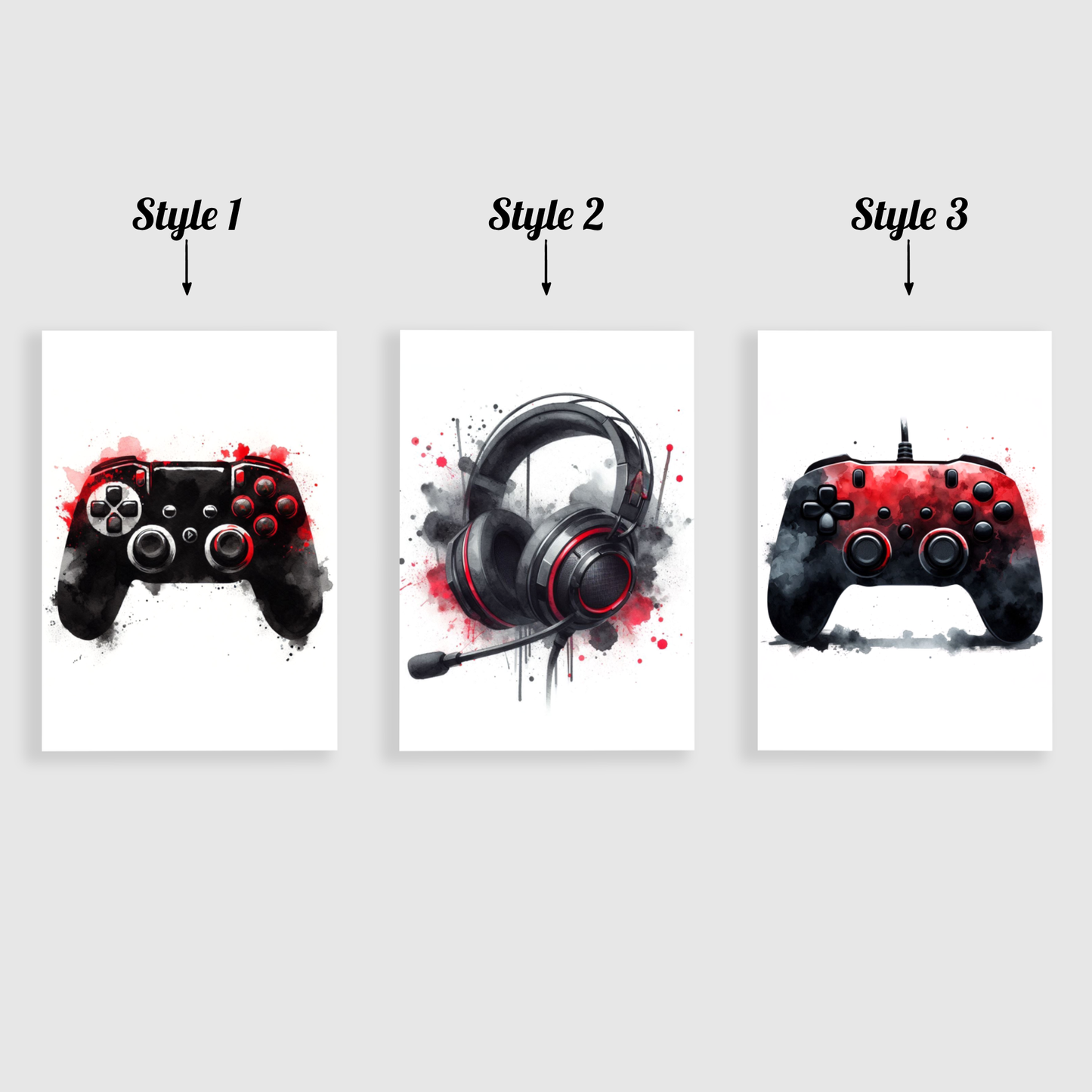 Red Gaming Print Set