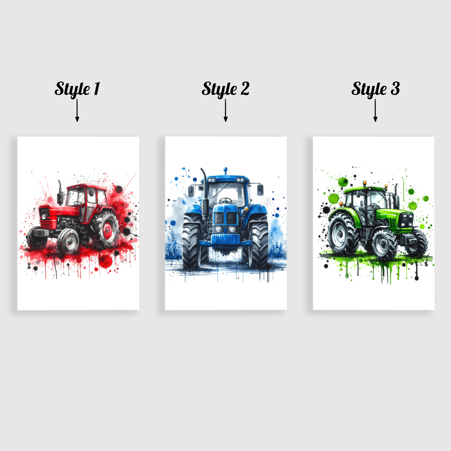 Watercolour Tractor Print Set