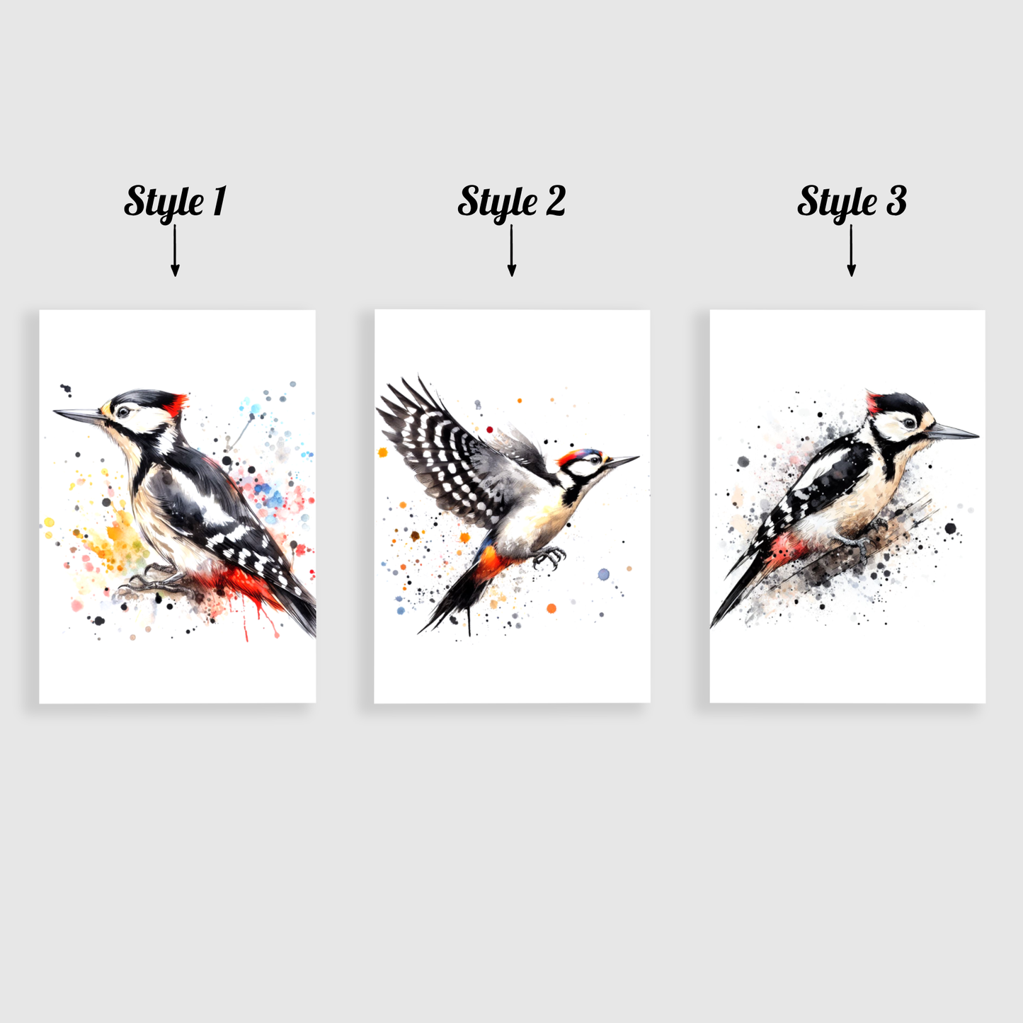 Watercolour Woodpecker Print Set