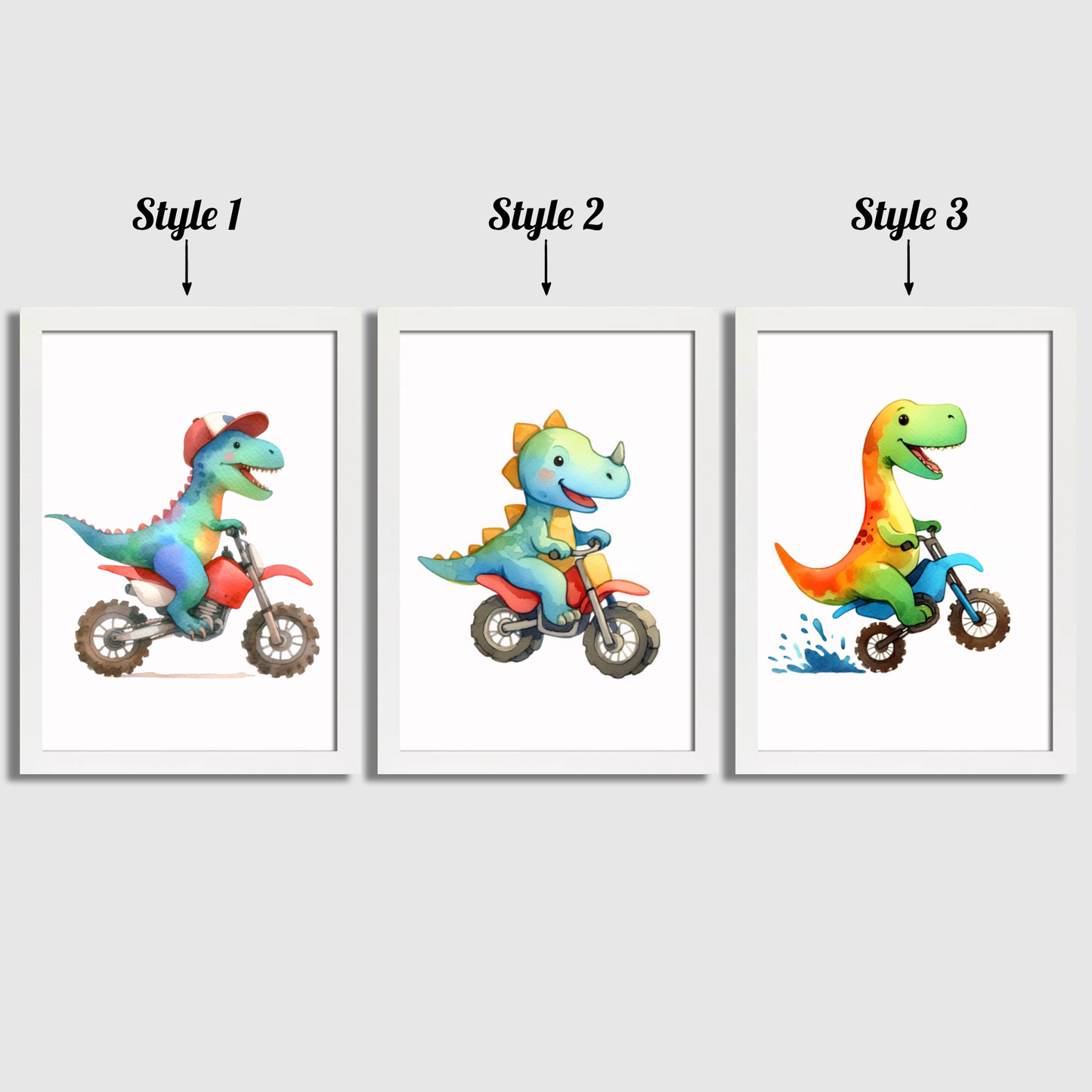 Dinosaur Motorbiker Print Set