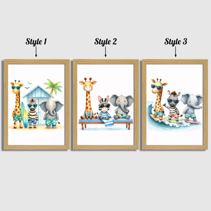 Surfing Animals Print Set