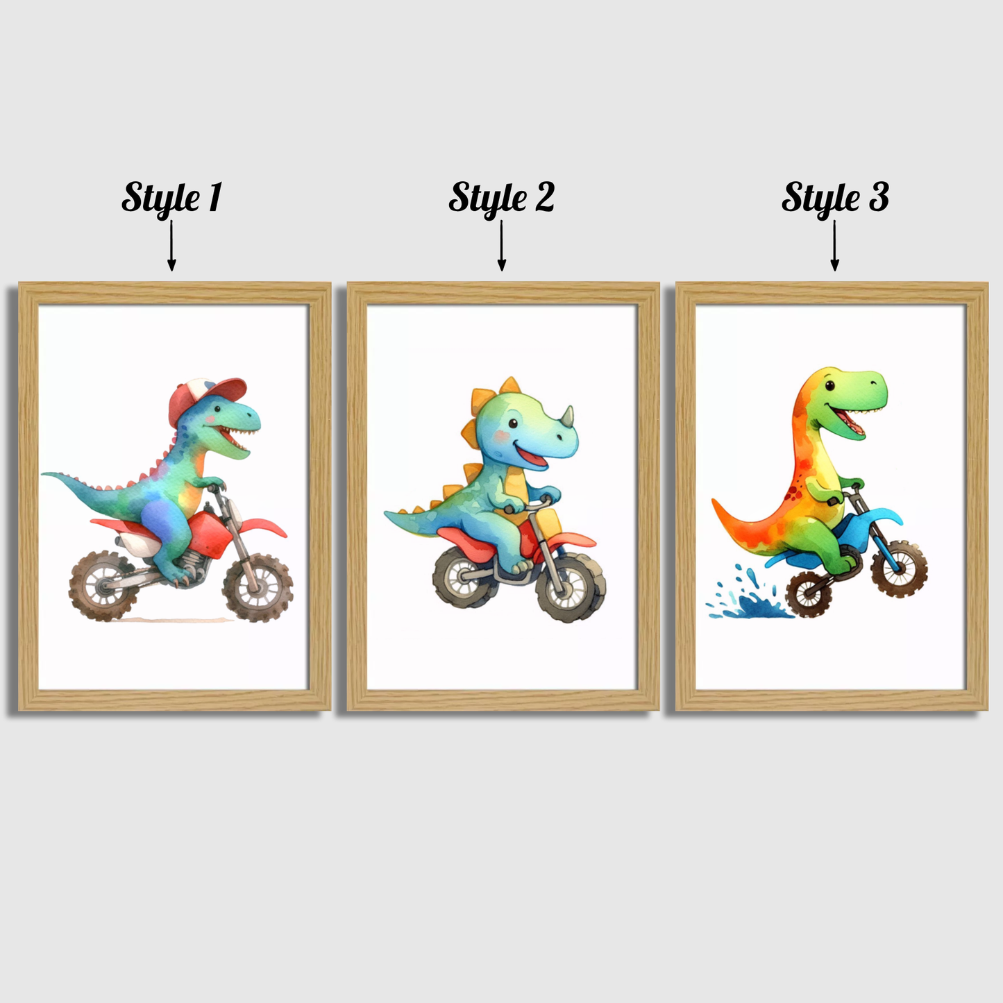 Dinosaur Motorbiker Print Set