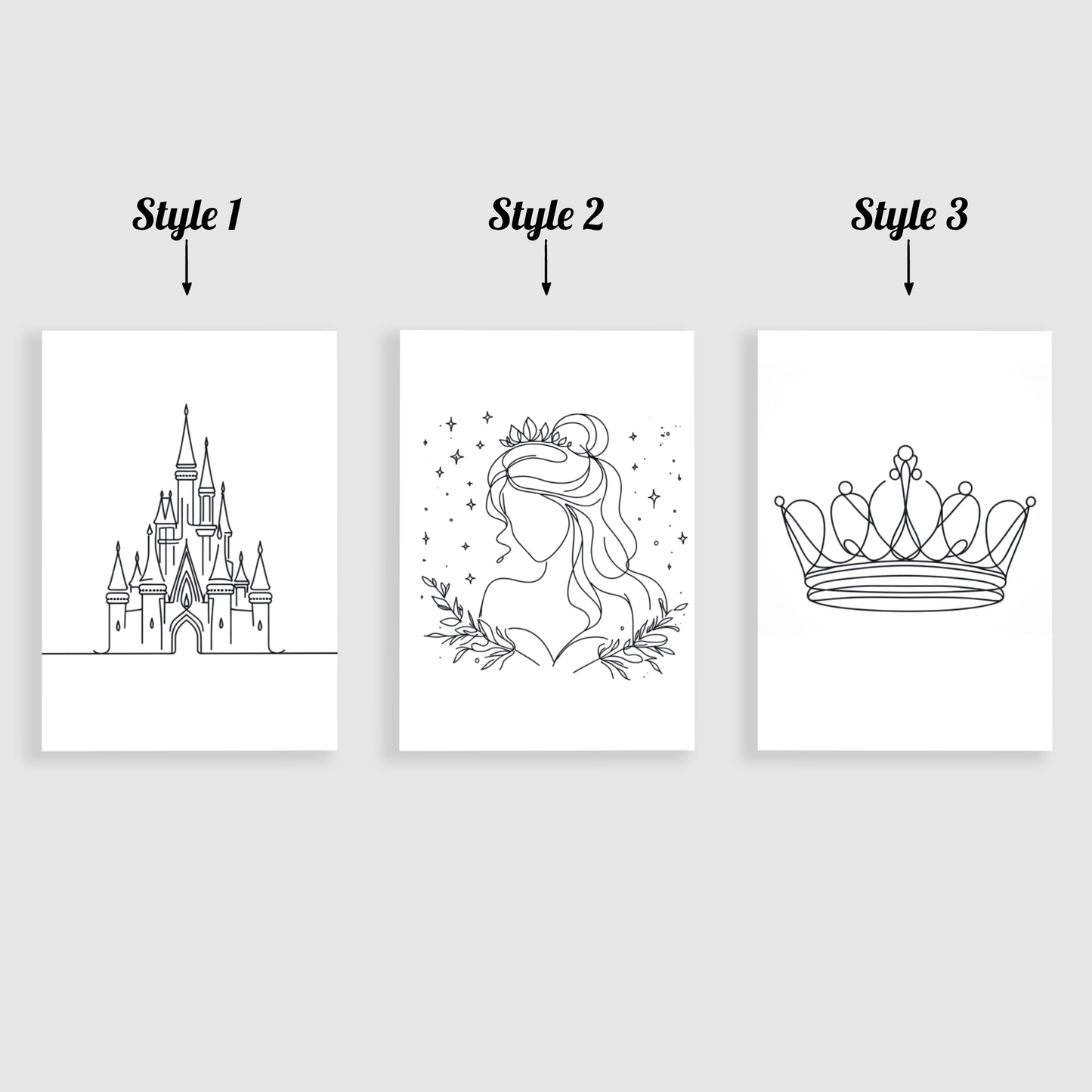 Princess Line Art Print Set