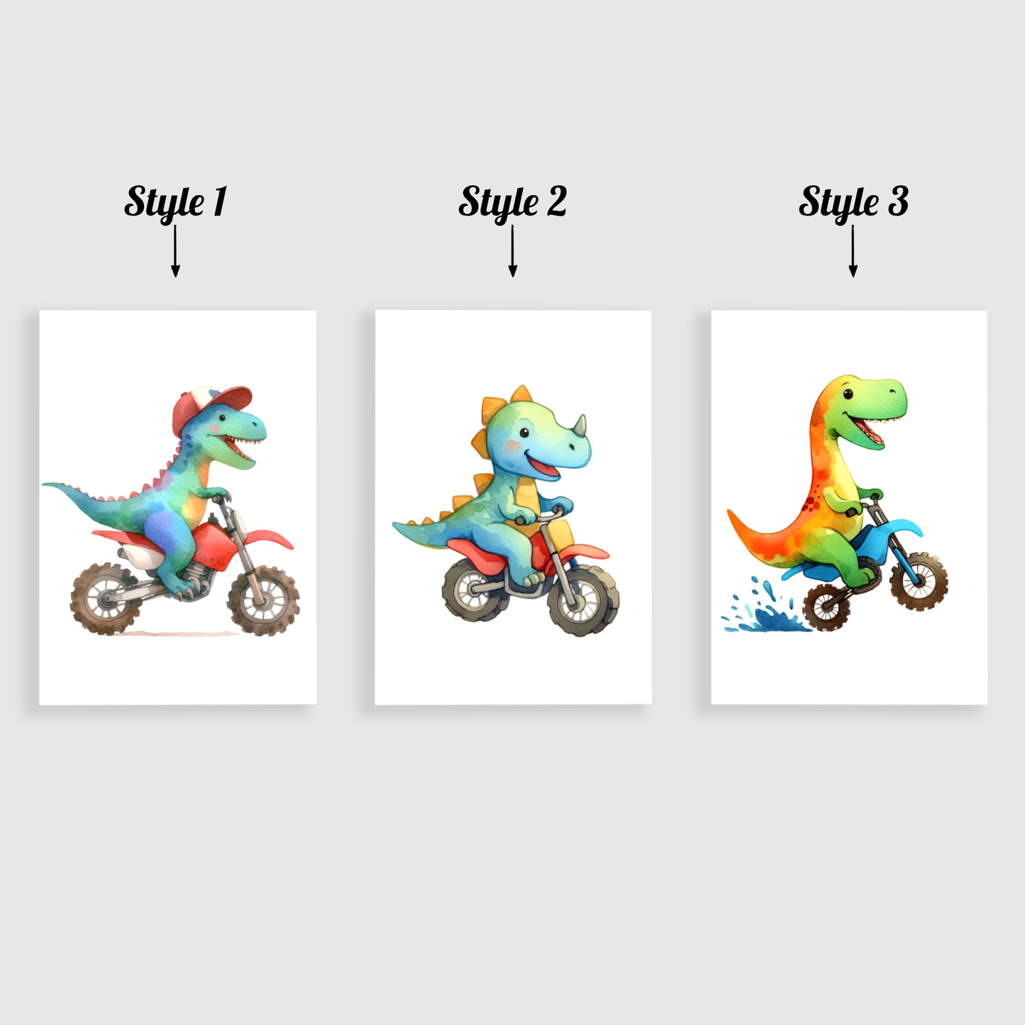 Dinosaur Motorbiker Print Set