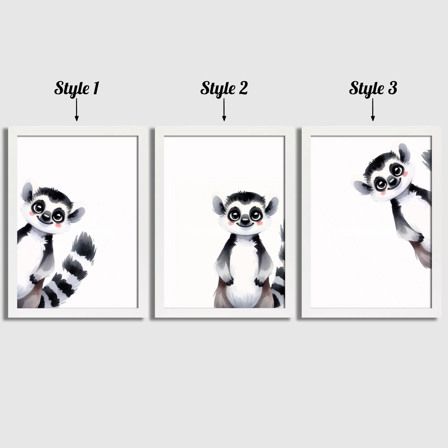 Peeking Lemur Print Set