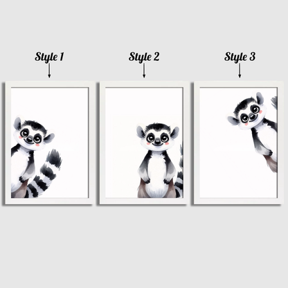 Peeking Lemur Print Set