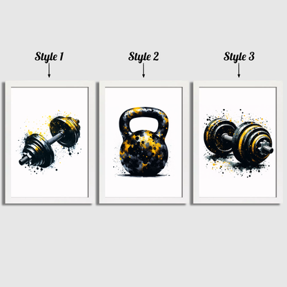 Black & Yellow Gym Print Set