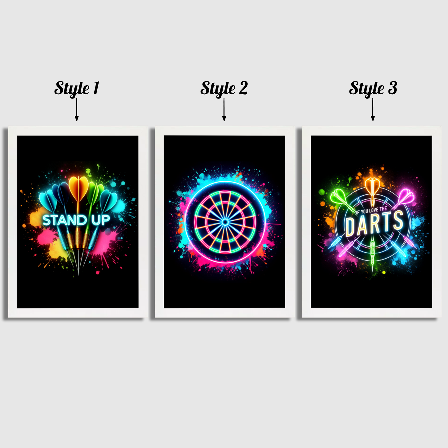 Neon Darts Print Set