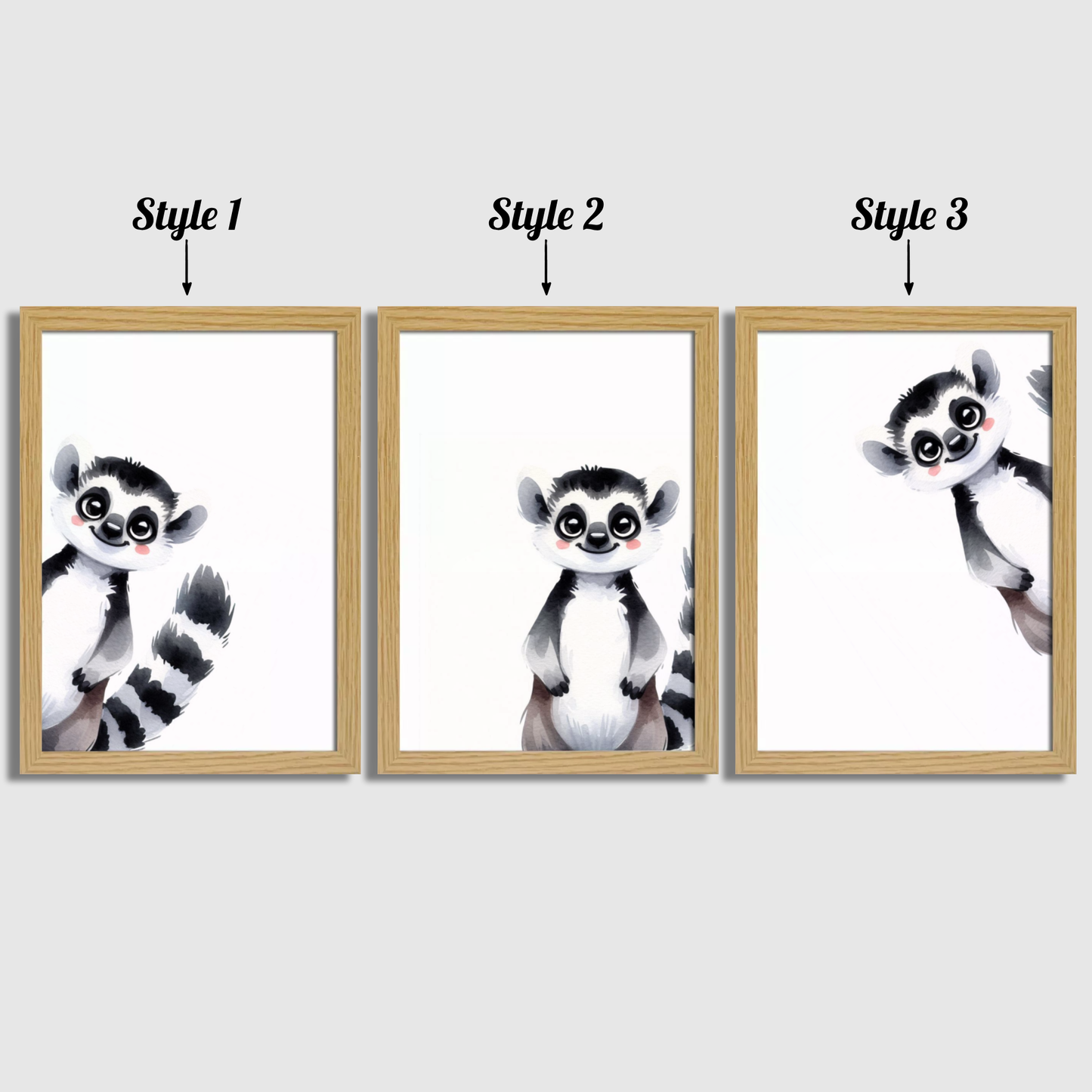 Peeking Lemur Print Set