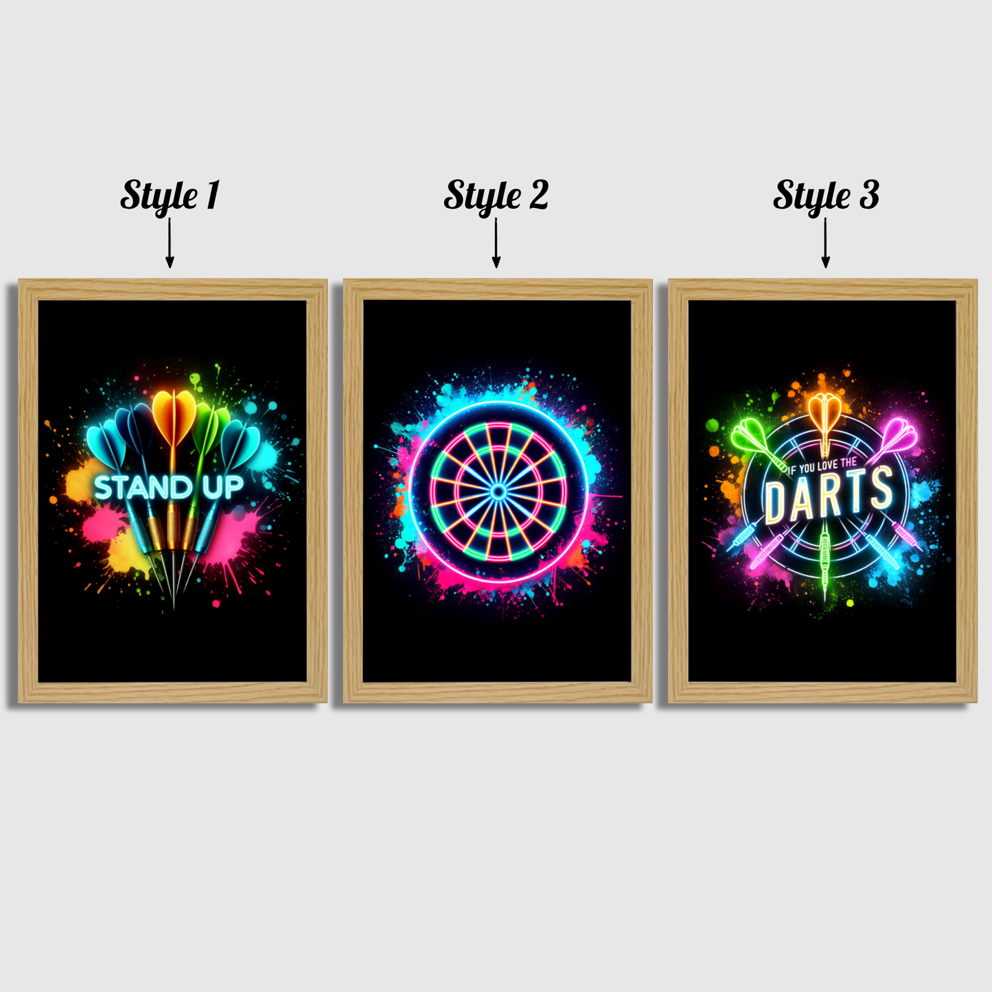 Neon Darts Print Set