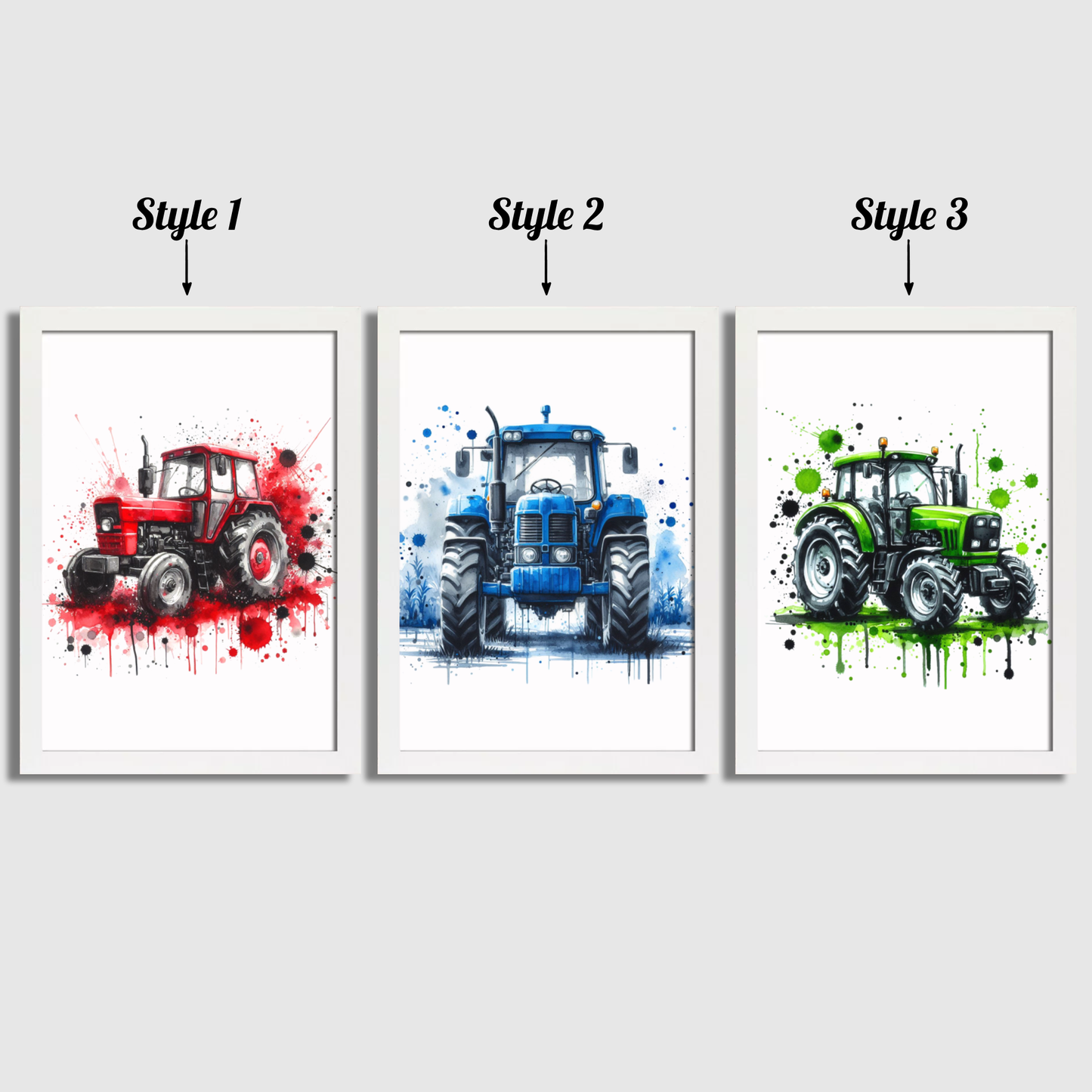 Watercolour Tractor Print Set
