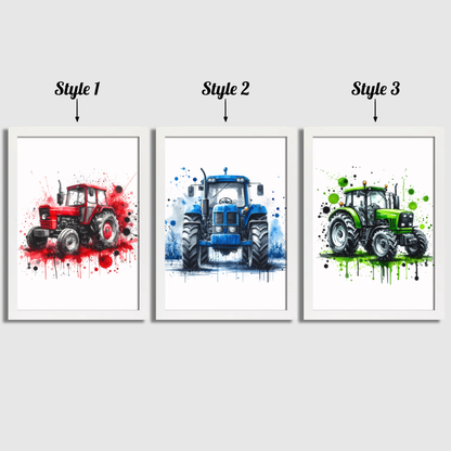 Watercolour Tractor Print Set