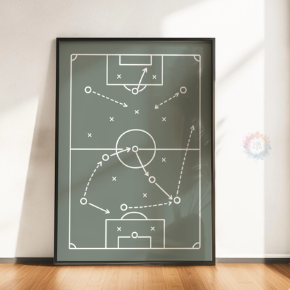 Football Wall Art Set – Soccer Ball, Tactics & Goal Prints for Boys Bedroom