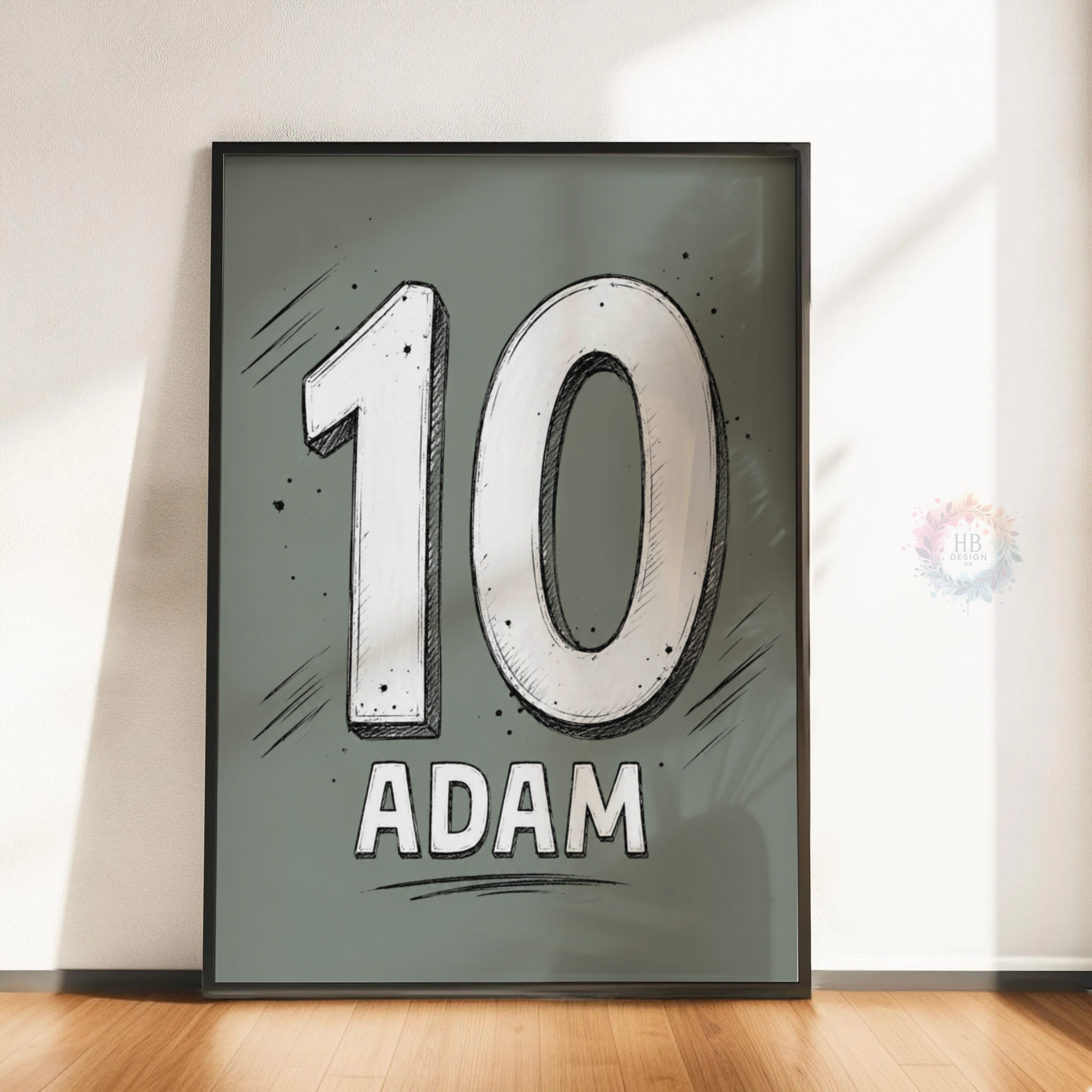 Personalised Football Wall Art Set – Custom Name & Number Soccer Prints for Boys Bedroom