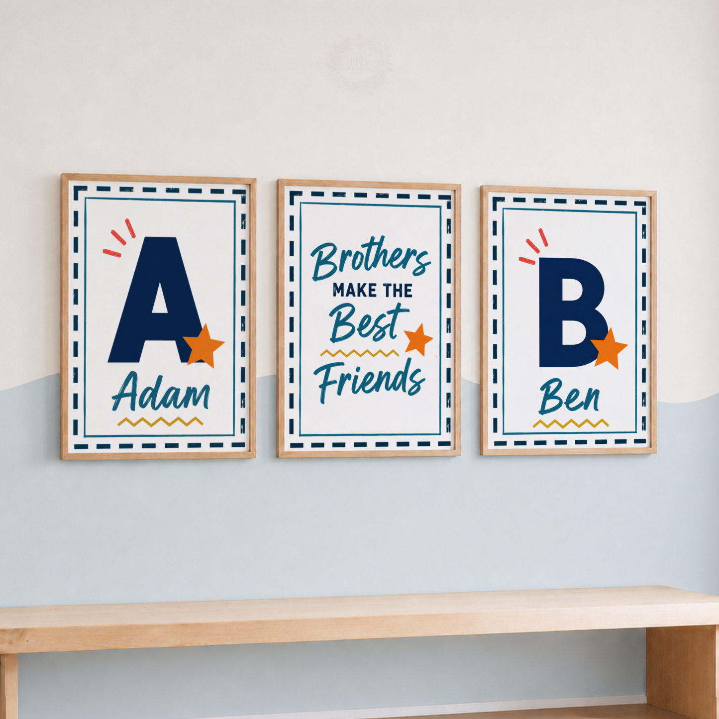Brothers Make the Best Friends – Personalised Set of 3 Brother Prints