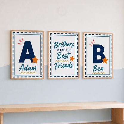 Brothers Make the Best Friends – Personalised Set of 3 Brother Prints