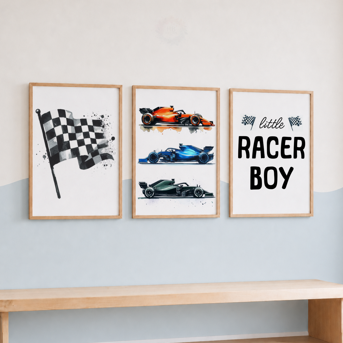 Formula Racing Car Prints Set – Little Racer Boy Wall Art
