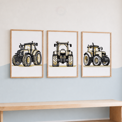 Tractor Nursery Prints Set – Vintage Farm Tractor Wall Art