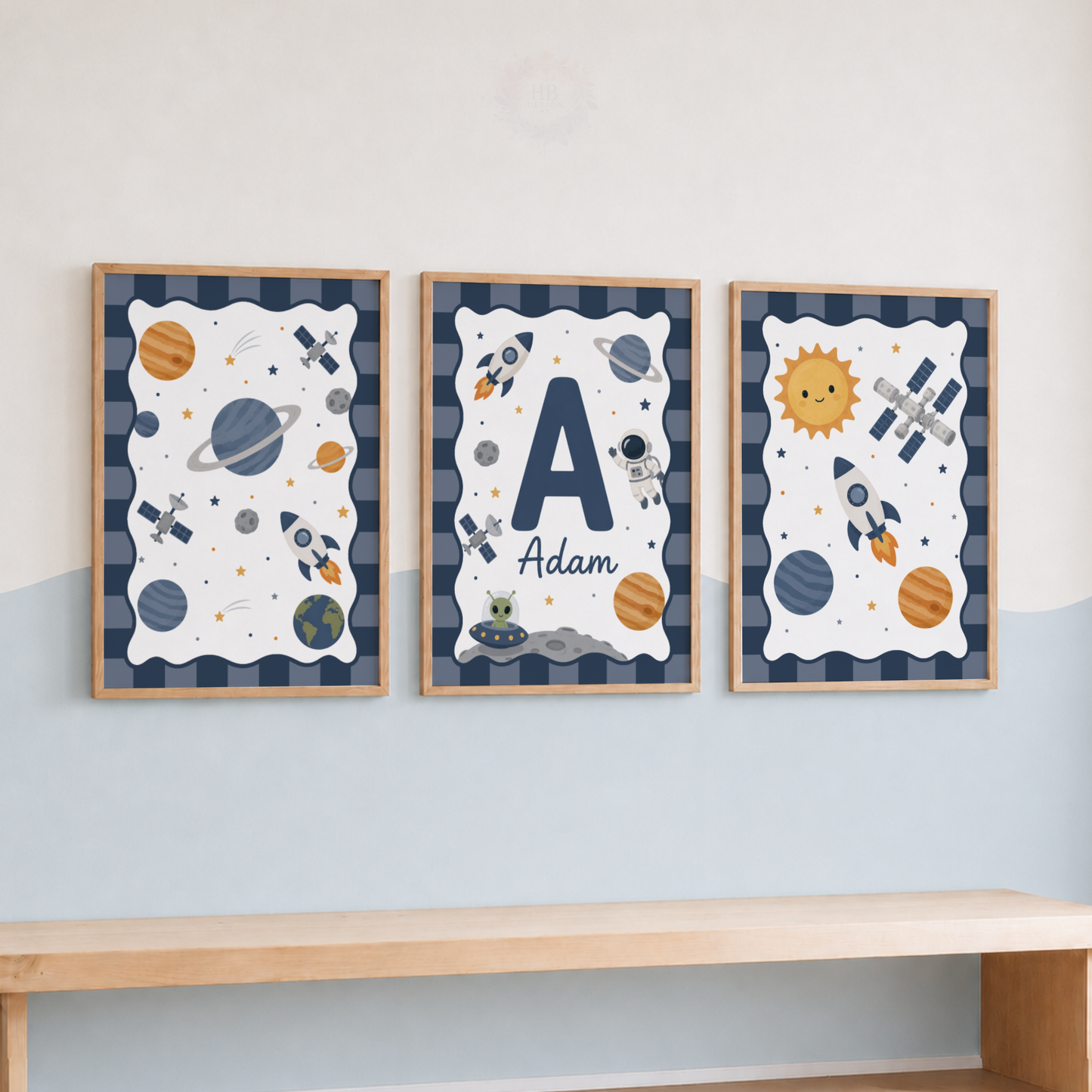 Cosmic Adventures – Personalised Set of 3 Space Nursery Prints
