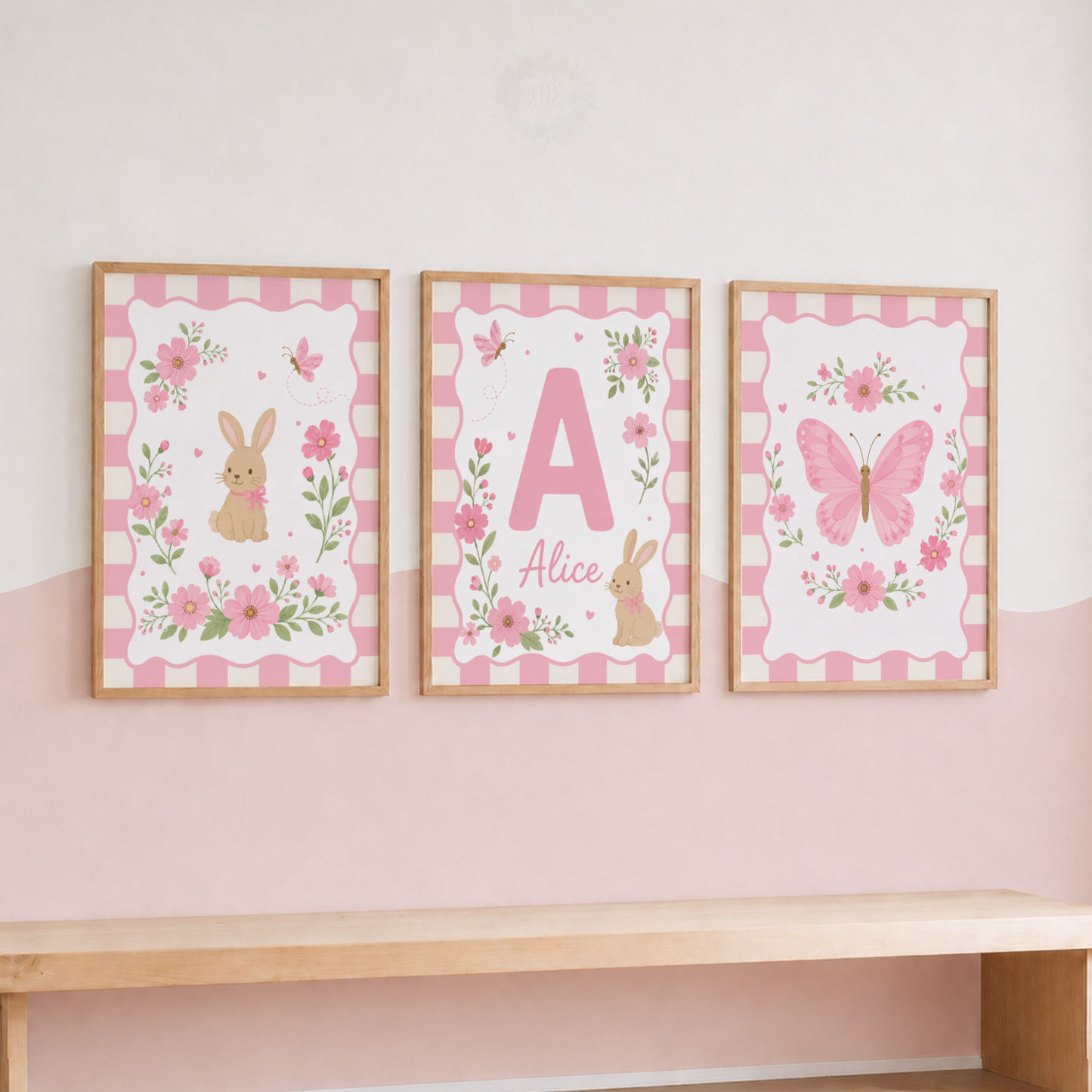 Butterfly Garden – Personalised Set of 3 Nursery Prints