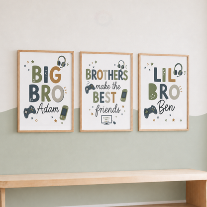 Gaming Brothers – Personalised Big Bro & Little Bro Print Set