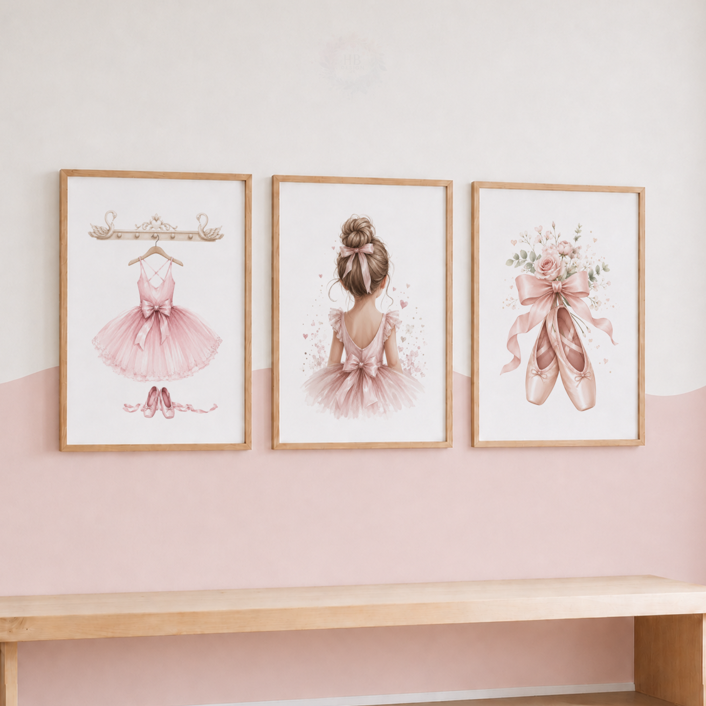 Pink Ballerina Nursery Wall Art Print Set – Ballet Dancer, Tutu & Ballet Shoes