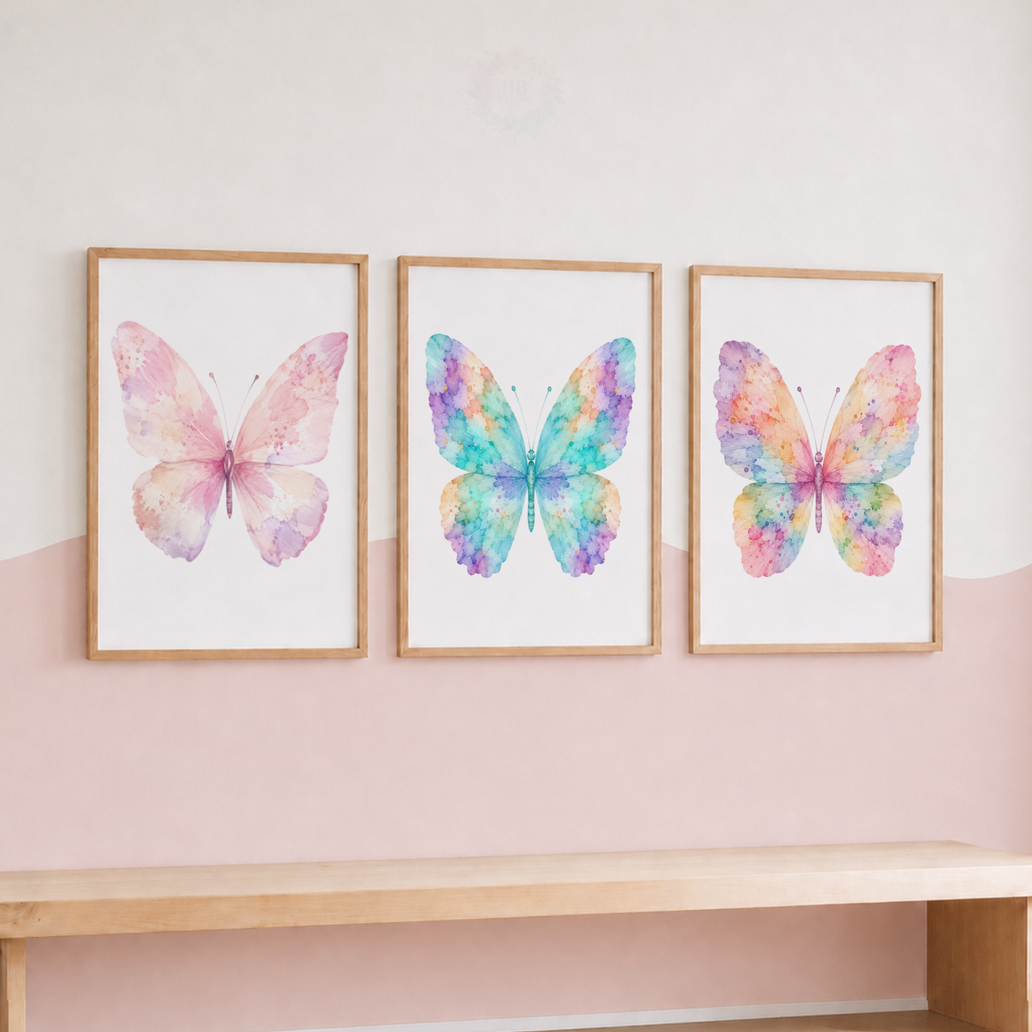 Pastel Butterfly Wall Art Print Set – Girls Bedroom & Nursery Decor
