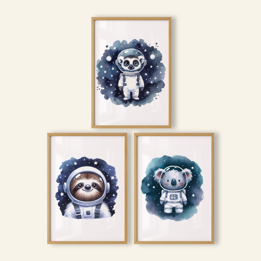 Animals Space Print Set - Nursery Space Collection Set of 3