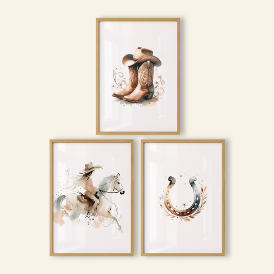 Country & Western Print Set - Horse & Pony Collection Set of 3