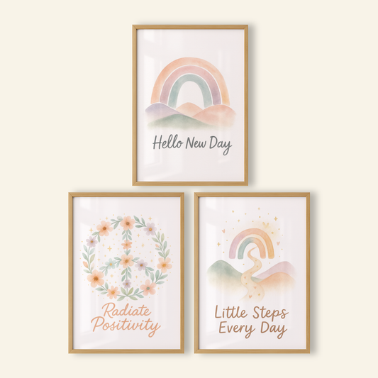 Abstract Positivity Print Set - Rainbow & Positivity Collection Set of 3