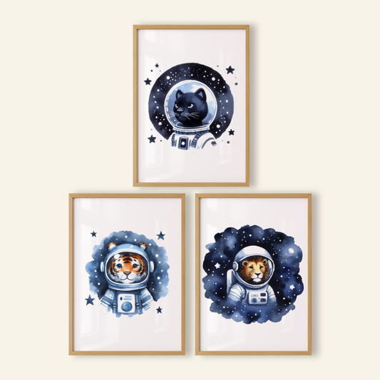 Big Cats Space Print Set - Nursery Space Collection Set of 3