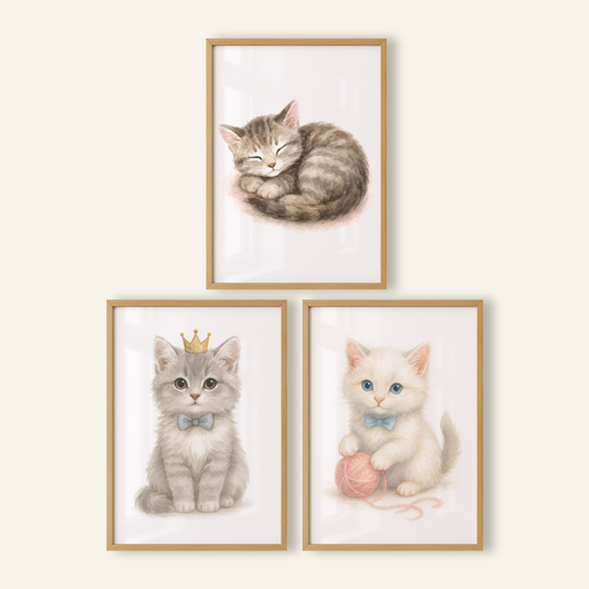 Kitten Cuddles Print Set - Cute Pets Collection Set of 3