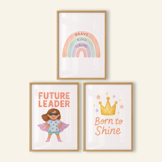 Girls Can Do Anything Print Set - Rainbow & Positivity Collection Set of 3