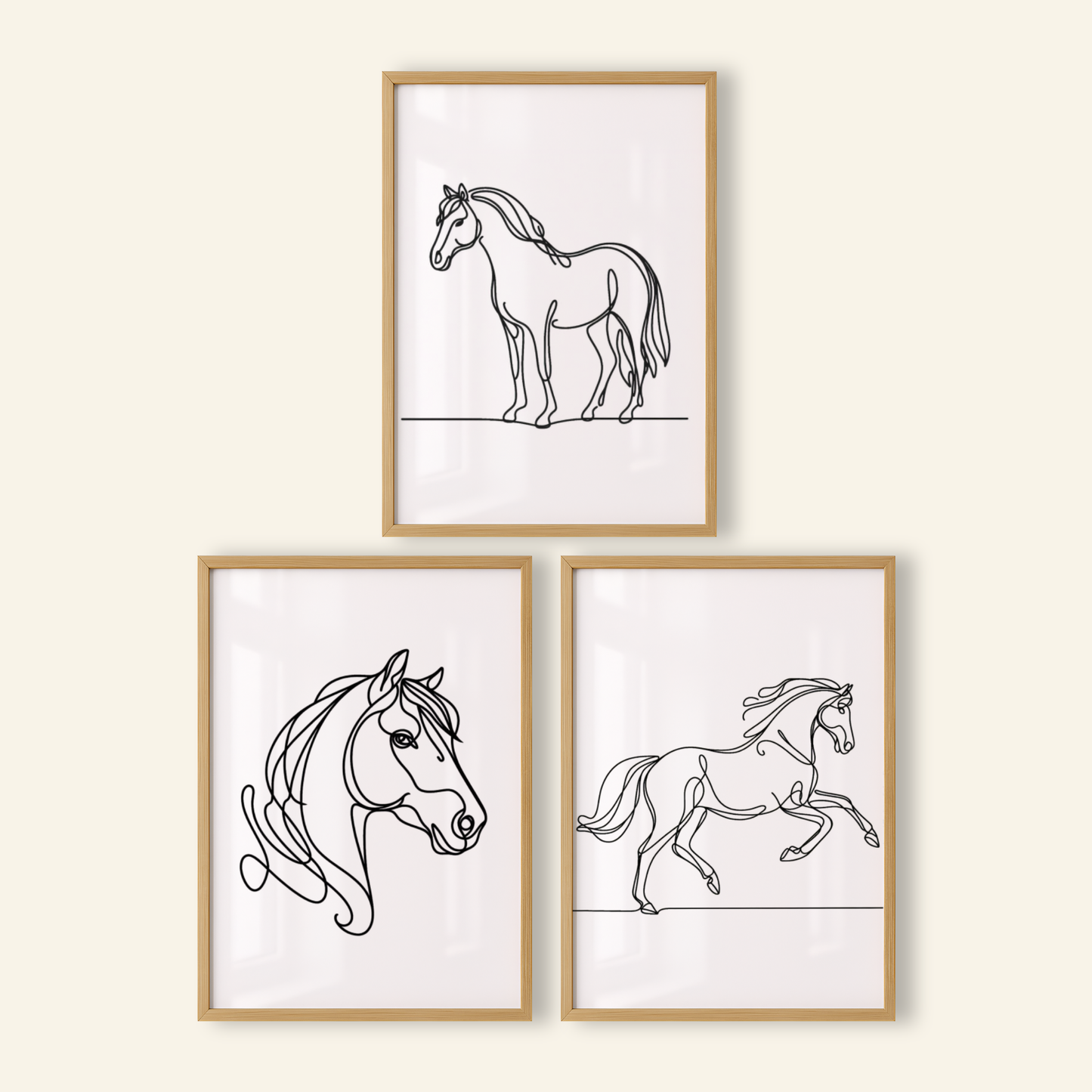 Horse Line Drawing Print Set - Horse & Pony Collection Set of 3