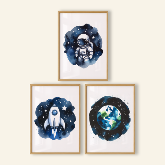Watercolour Space Print Set - Nursery Space Collection Set of 3