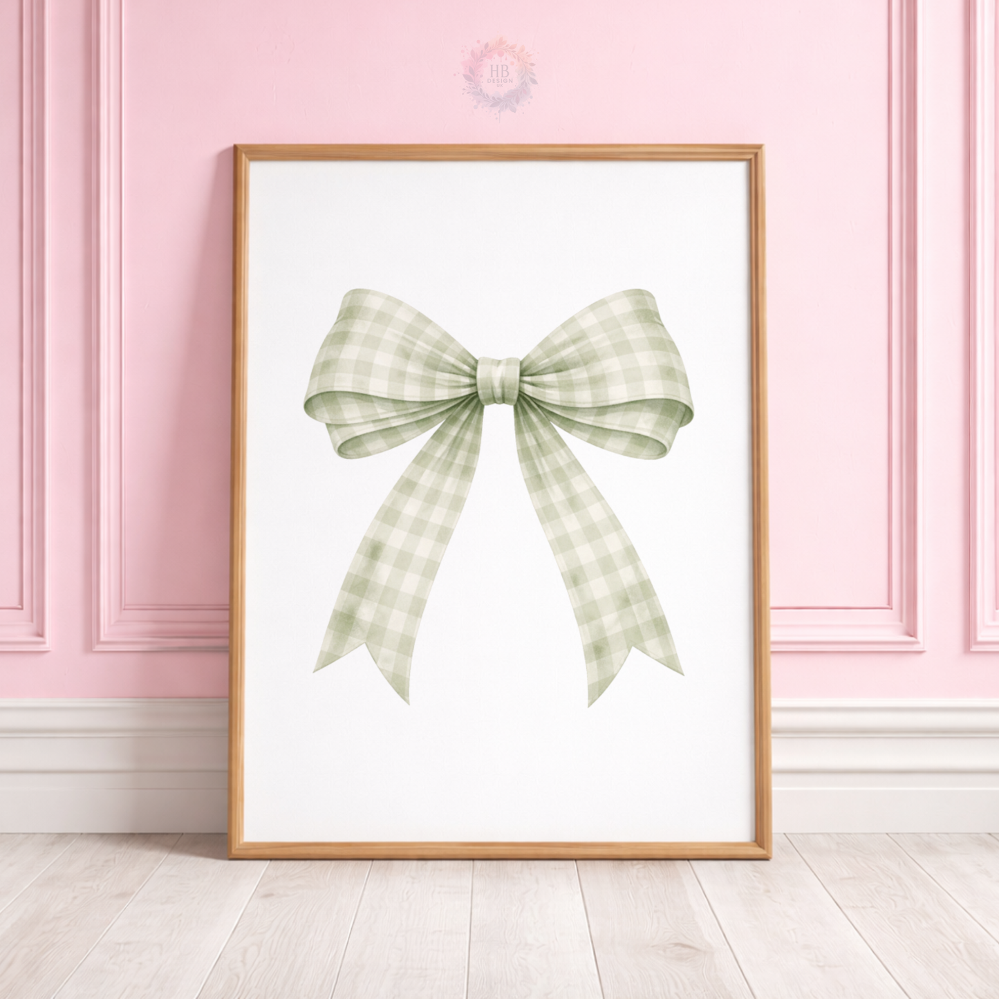 Personalised Sage Green Bow Nursery Prints – Custom Initial & Name Wall Art Set