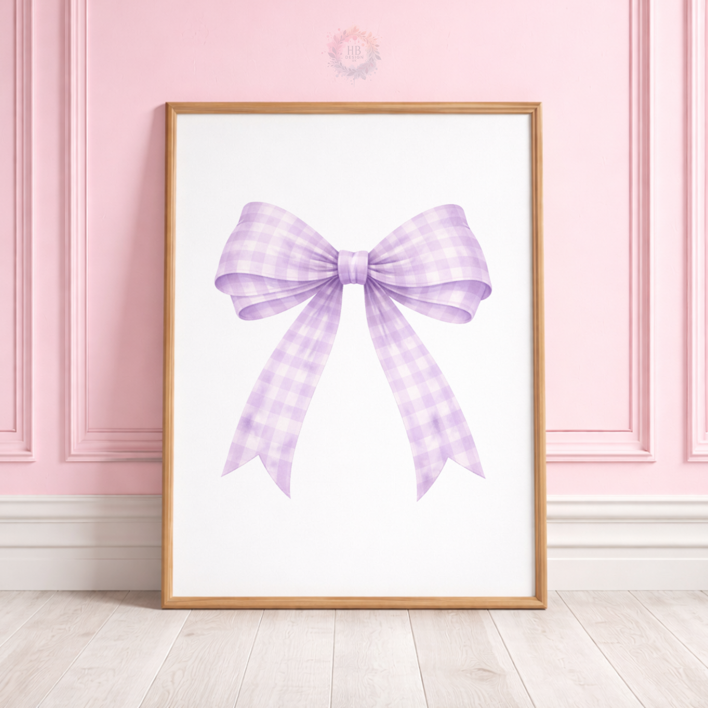 Personalised Lilac Bow Nursery Prints – Custom Initial & Name Wall Art Set