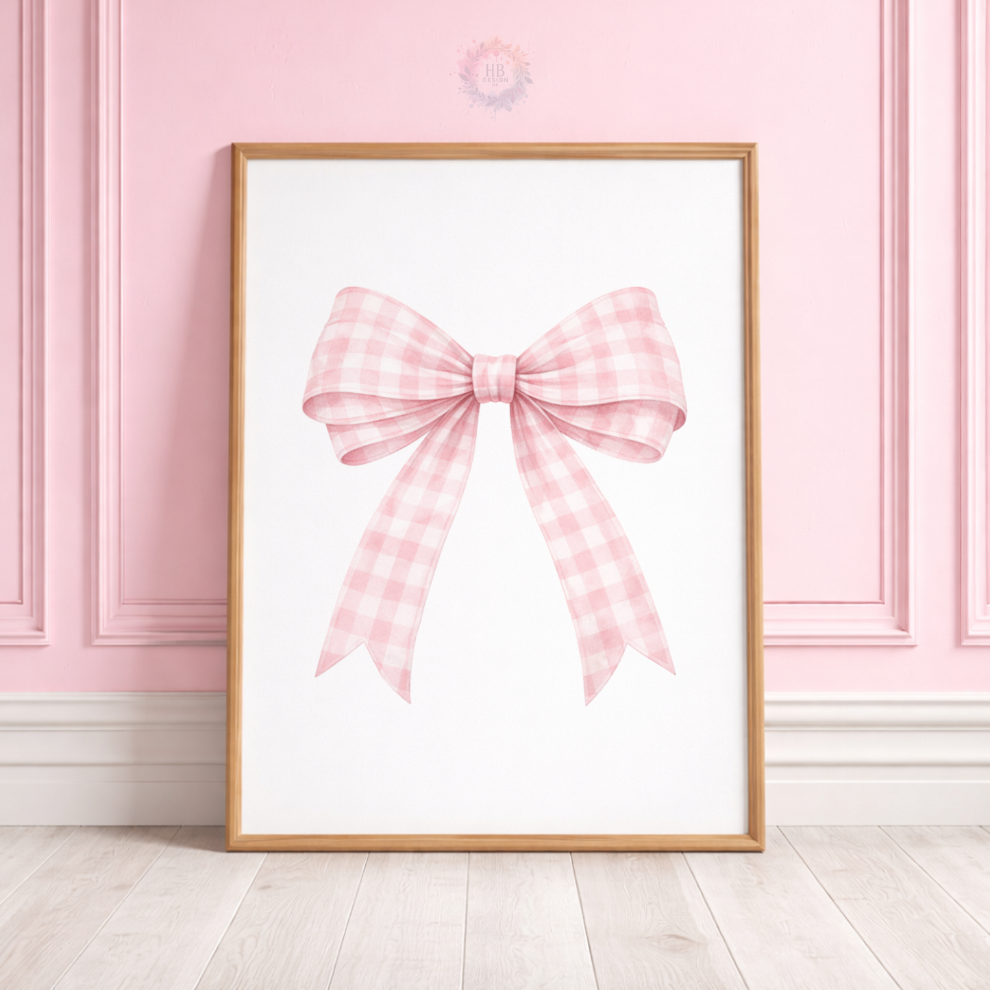 Personalised Pink Bow Nursery Prints – Custom Initial & Name Wall Art Set