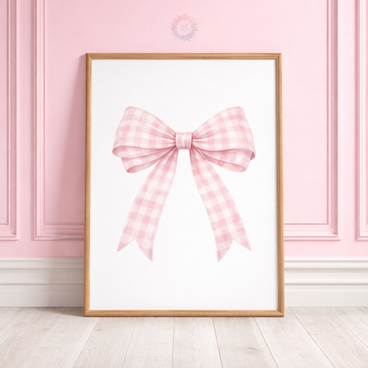 Personalised Pink Bow Nursery Prints – Custom Initial & Name Wall Art Set