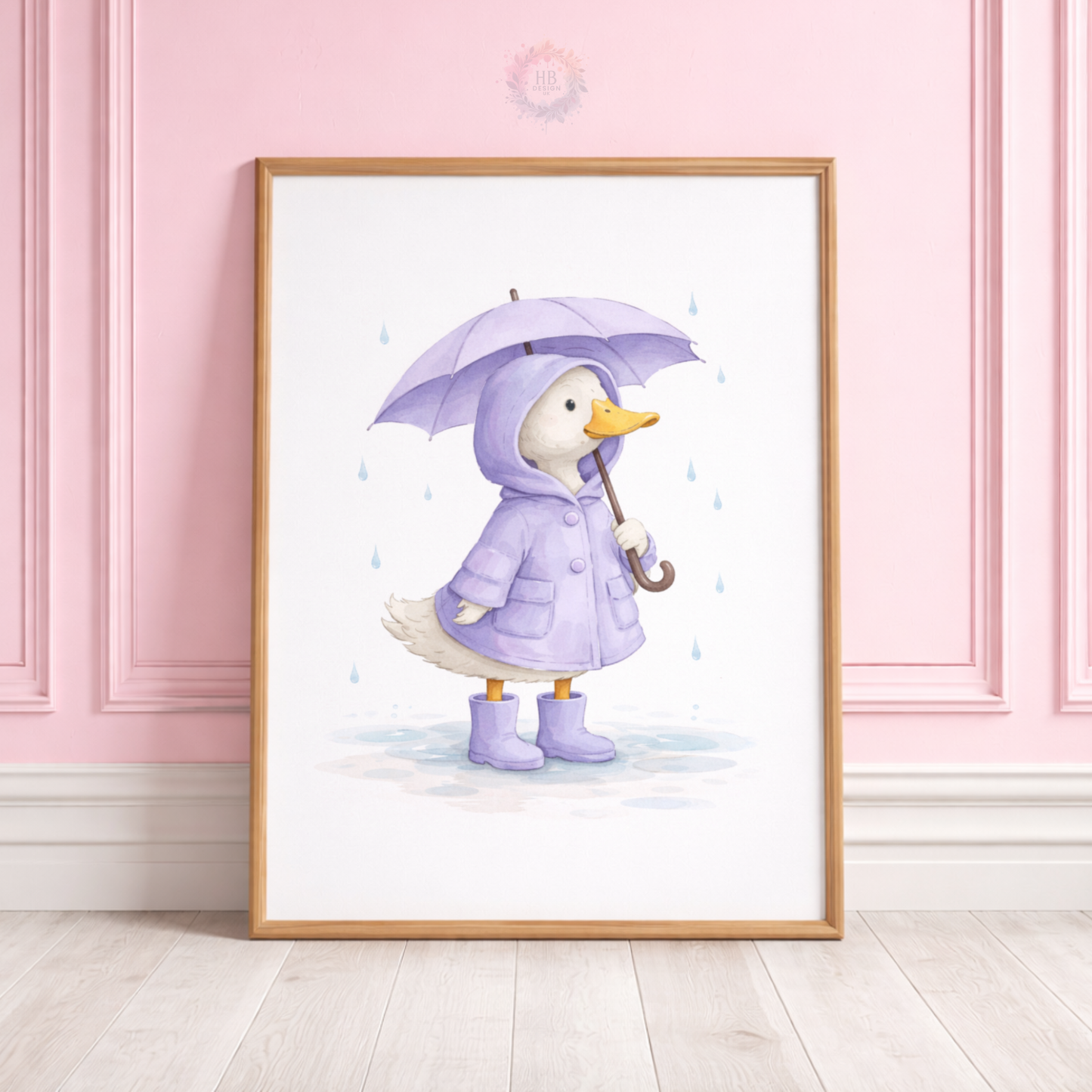 Purple Duck Nursery Prints Set of 3 – Rainy Day Duck Wall Art