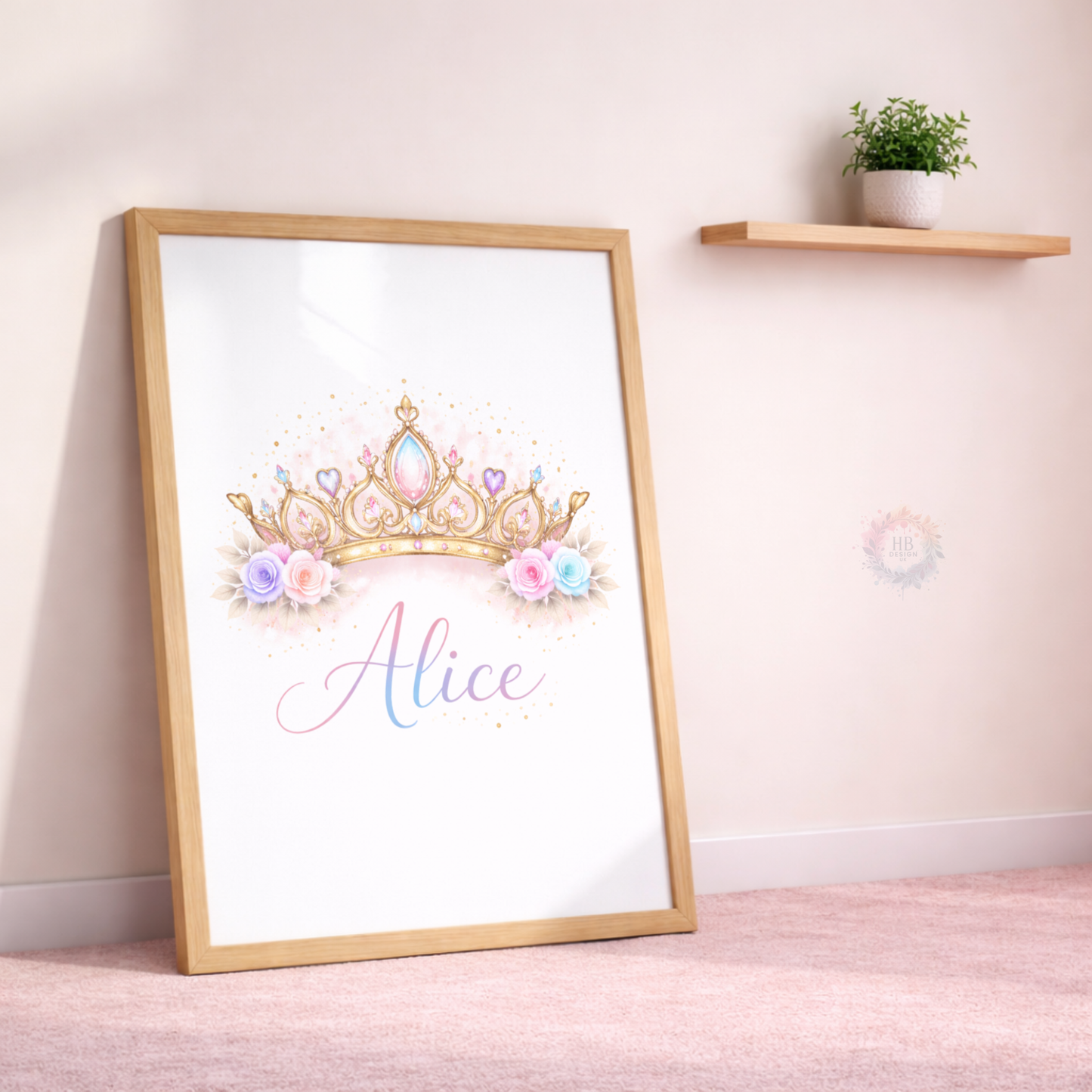 Personalised Unicorn Princess Nursery Prints – Pastel Rainbow Wall Art Set for Girls