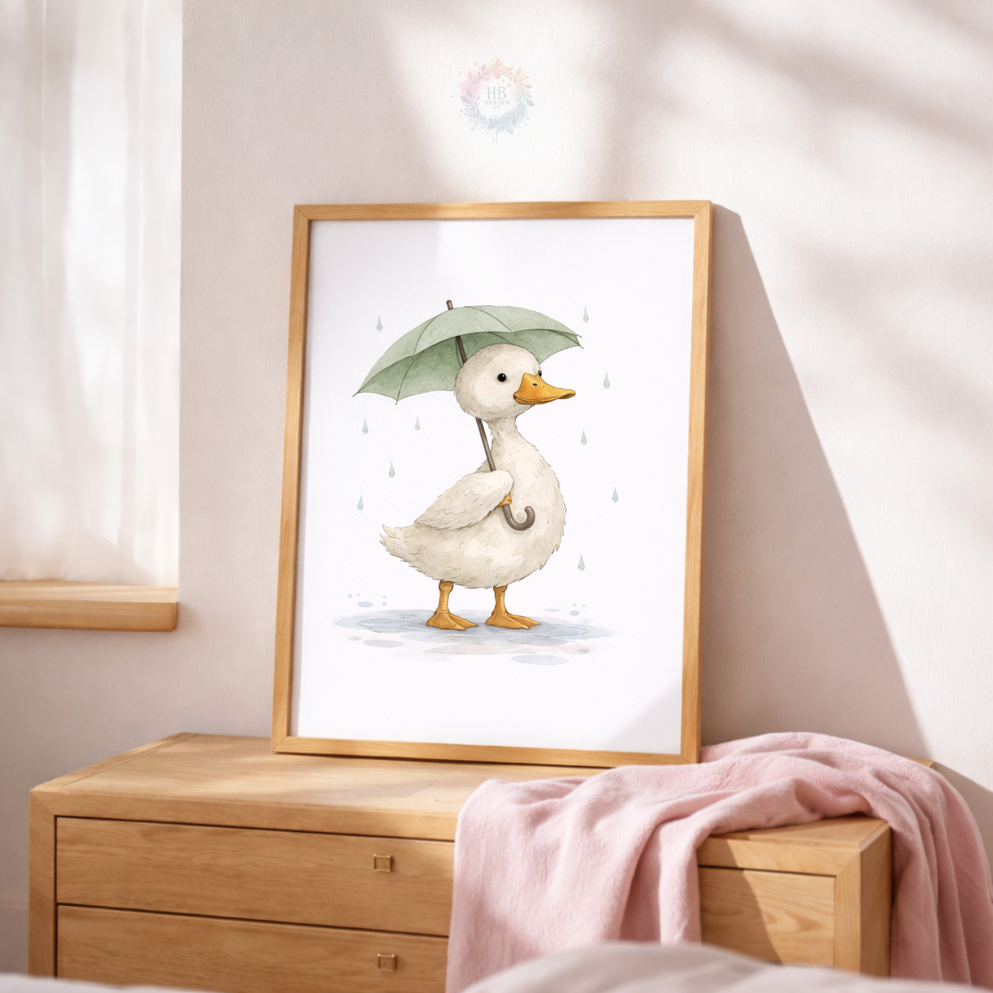 Duck Nursery Prints Set of 3 – Rainy Day Duck Wall Art in Sage Green